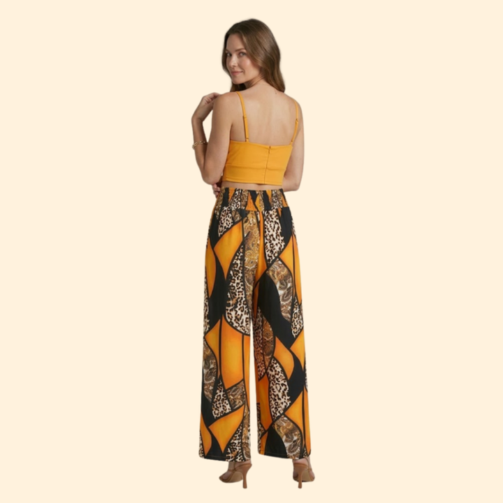 Women's Patterned Crop Top & Trouser Set