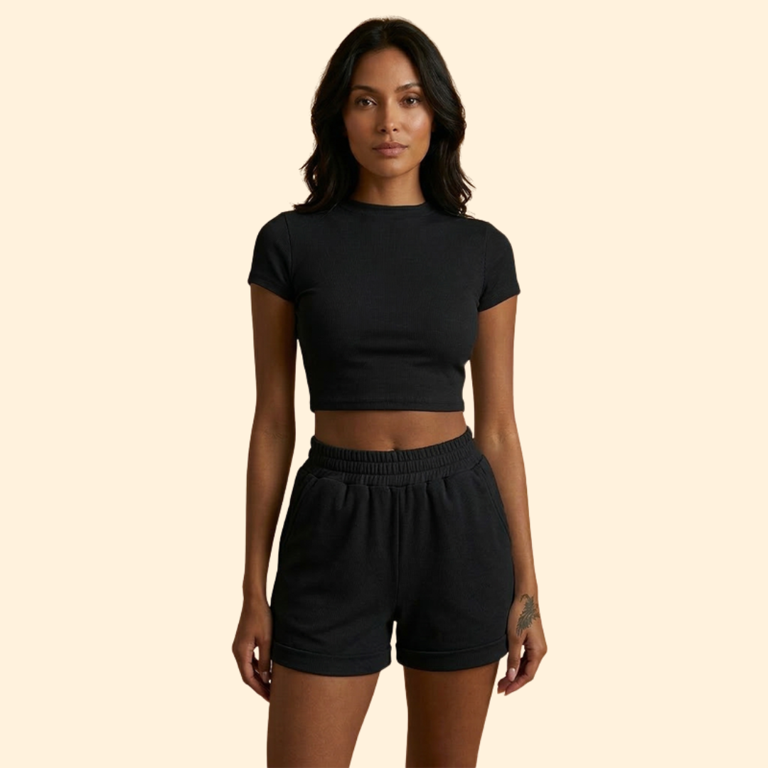 Women's Casual Crop Top & Shorts