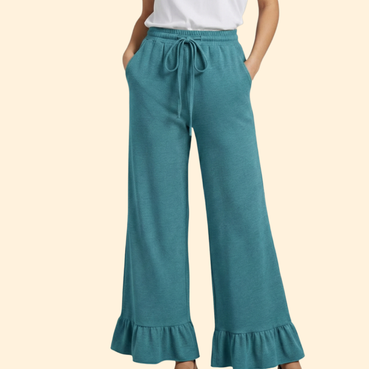 Women's Chic Ruffled Palazzo Trousers