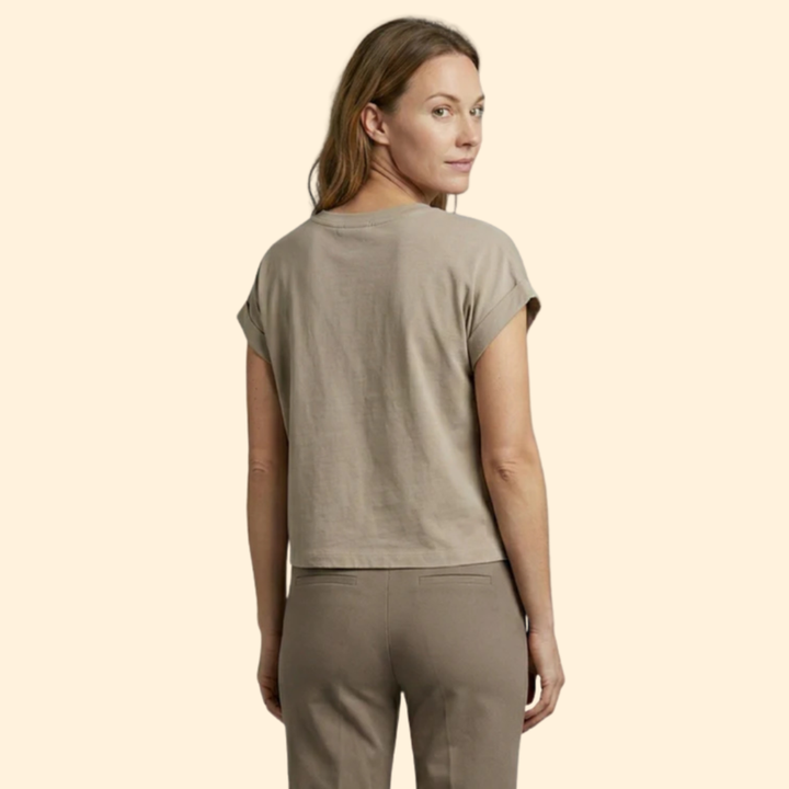 Women's Casual Rolled Sleeve Crop Top