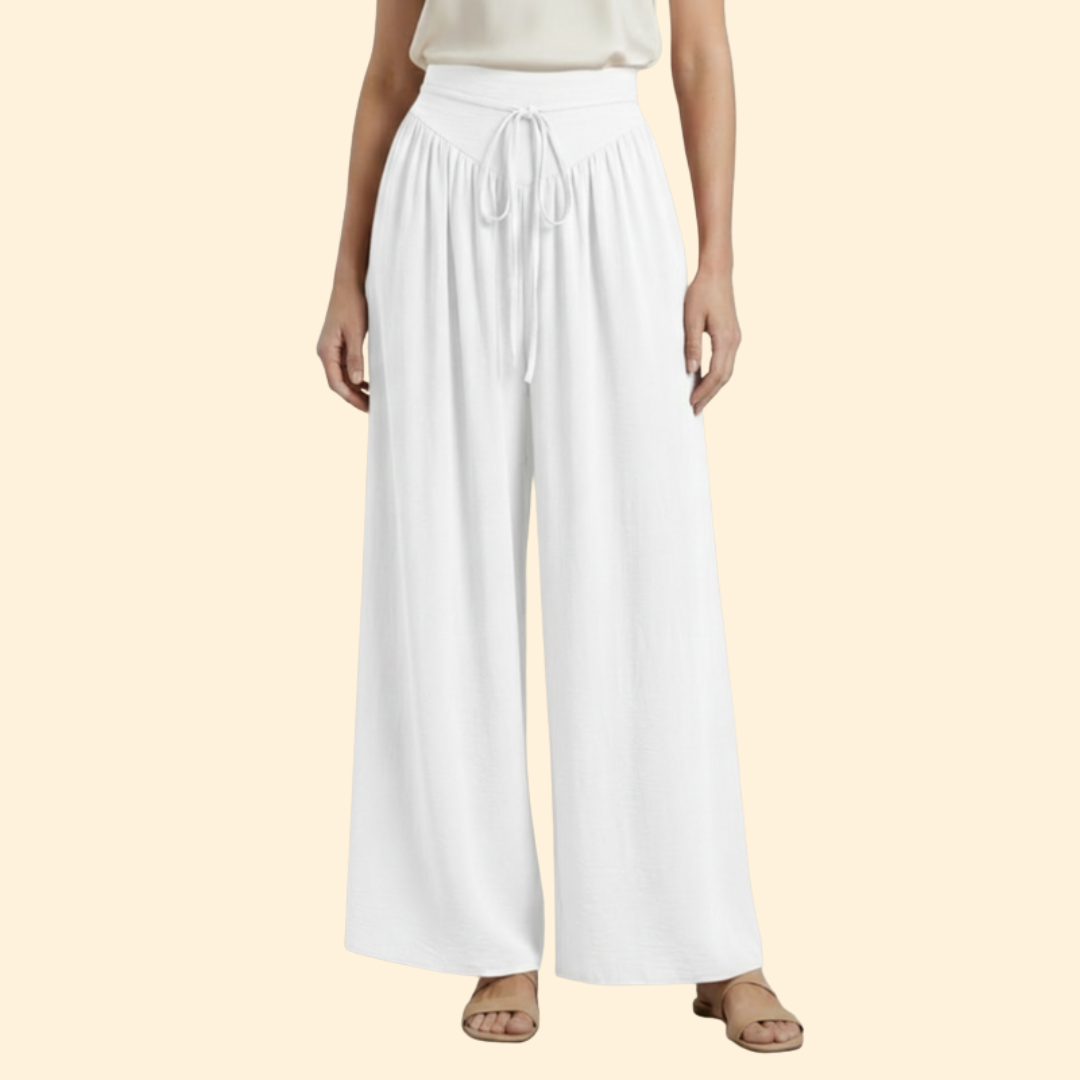 Women's Stylish Drawstring Wide-Leg Trousers