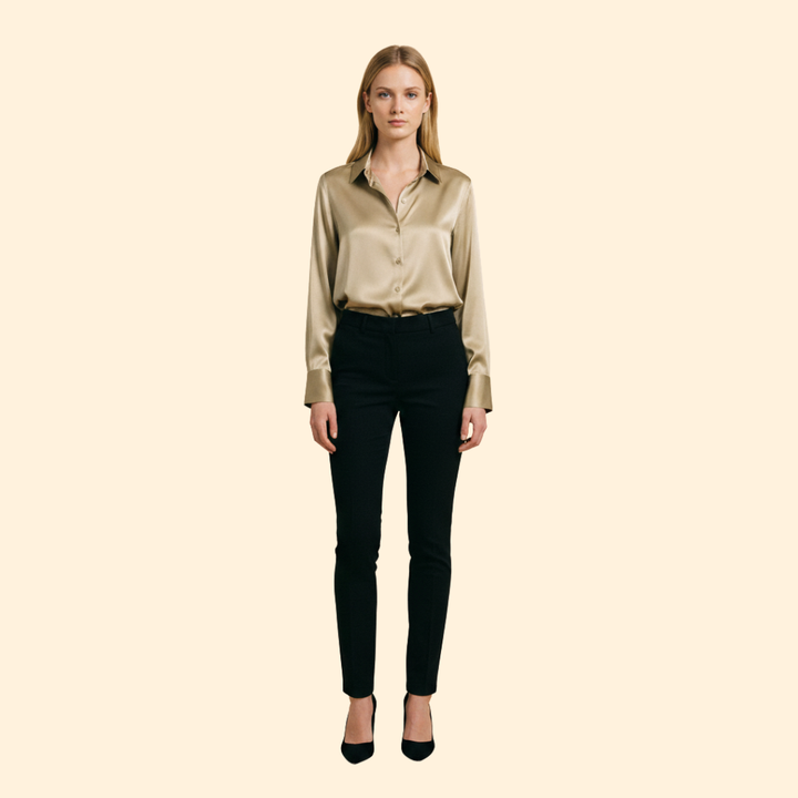 Button Up Blouse with Woven Surface