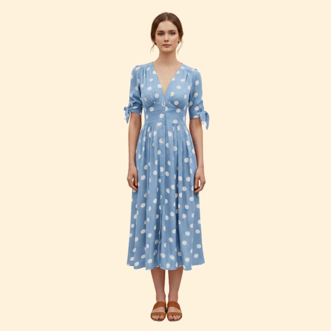 Women's Chic Polka Dot Midi Dress