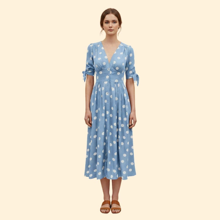 Women's Chic Polka Dot Midi Dress