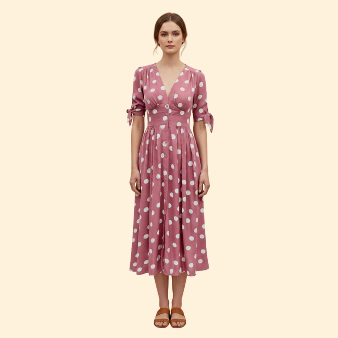 Women's Chic Polka Dot Midi Dress