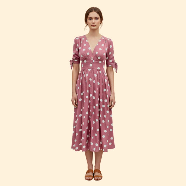 Women's Chic Polka Dot Midi Dress