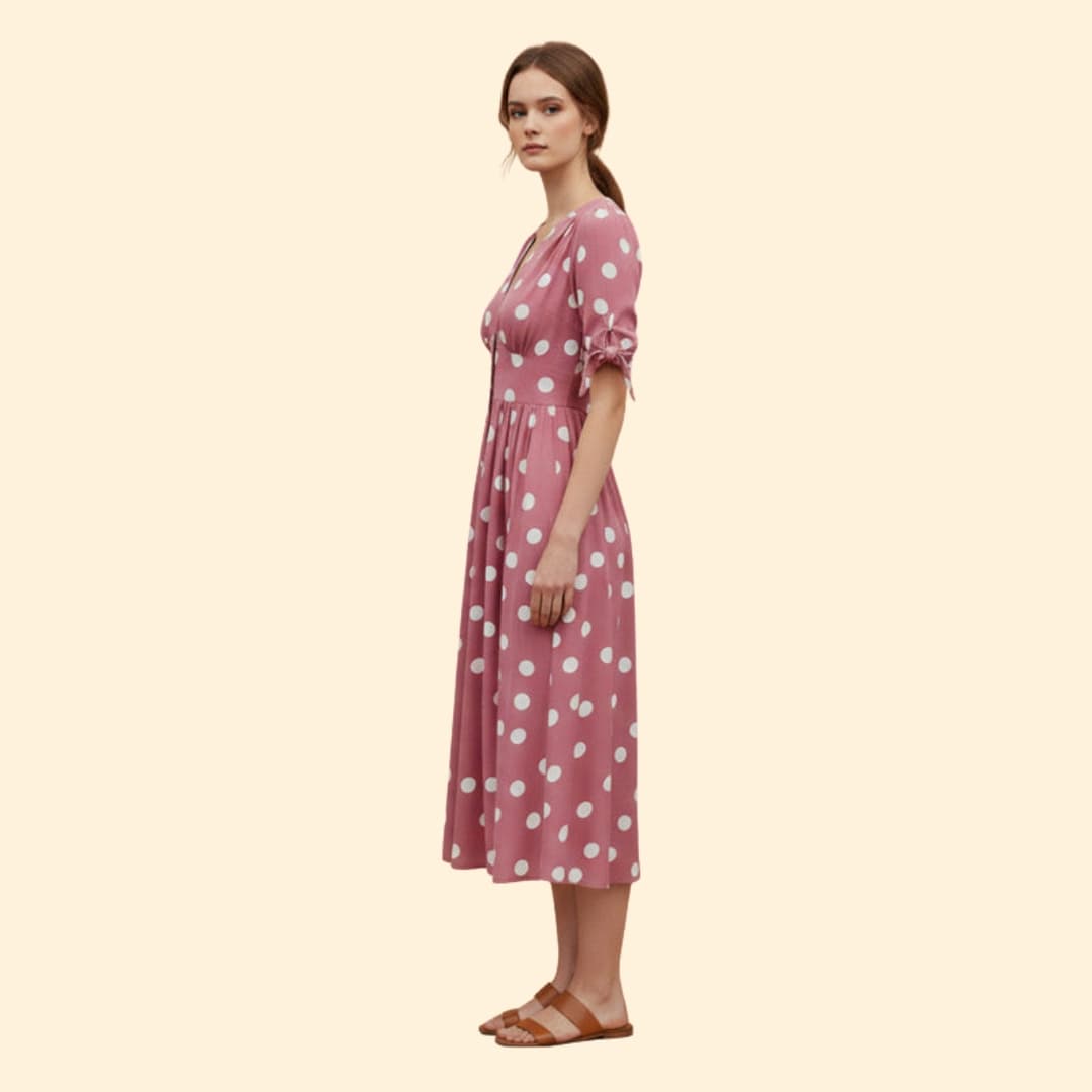 Women's Chic Polka Dot Midi Dress