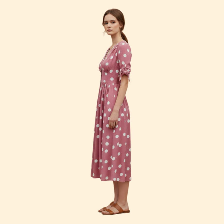 Women's Chic Polka Dot Midi Dress