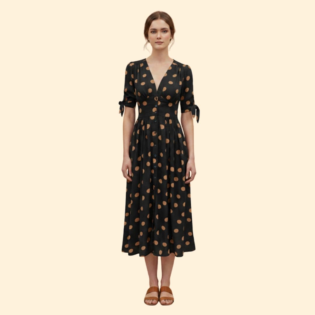 Women's Chic Polka Dot Midi Dress