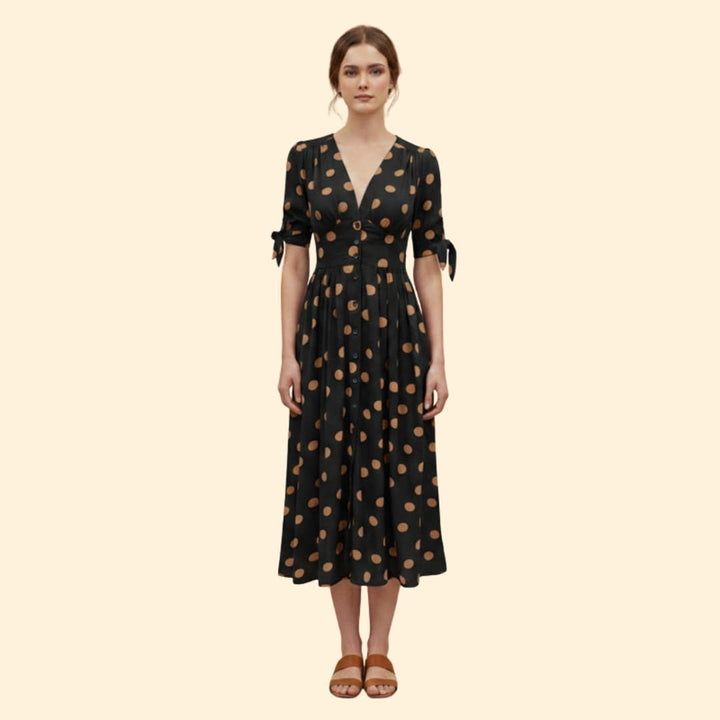 Women's Chic Polka Dot Midi Dress