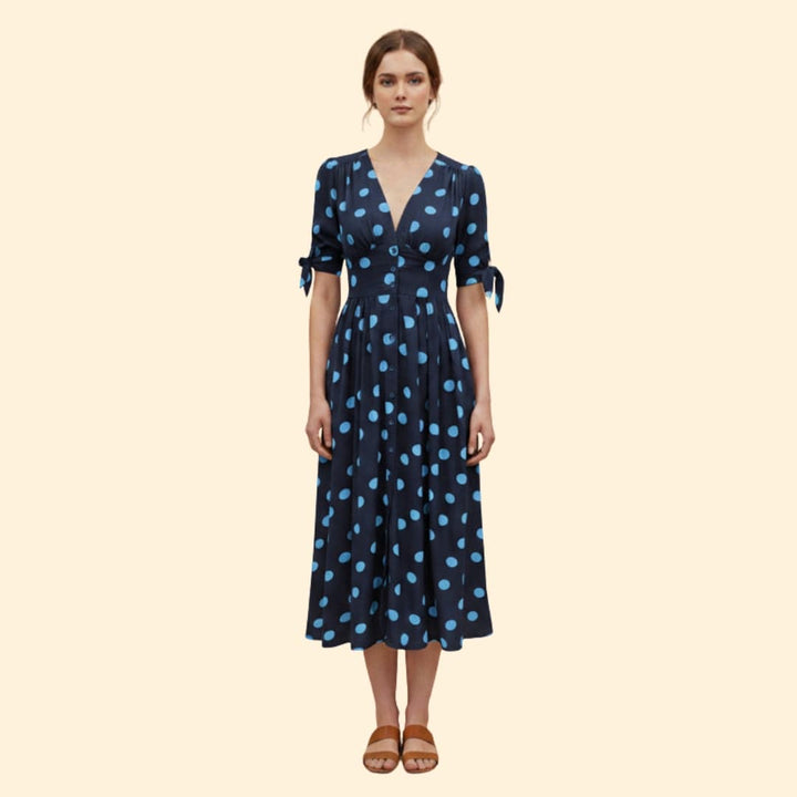 Women's Chic Polka Dot Midi Dress
