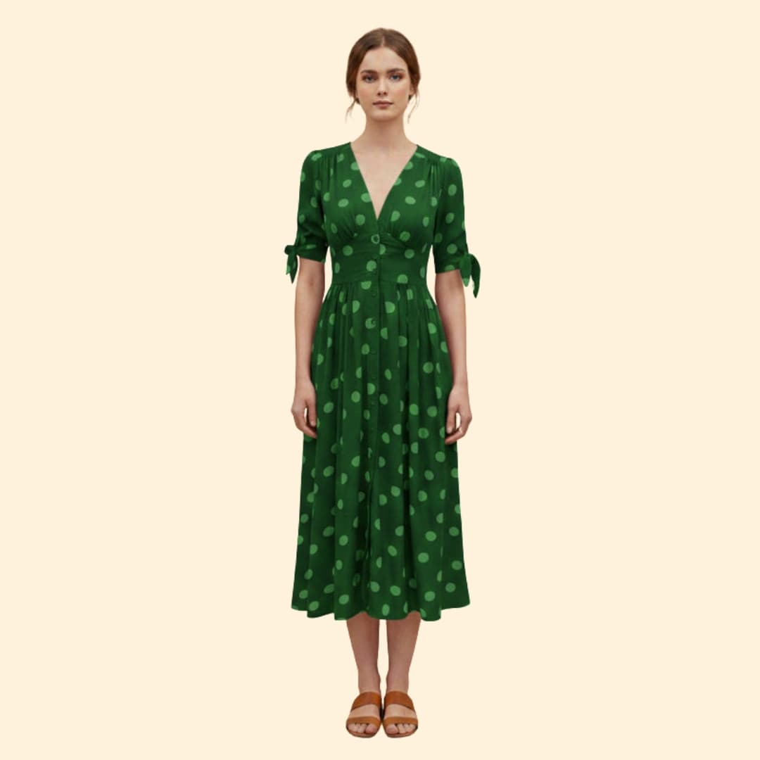 Women's Chic Polka Dot Midi Dress