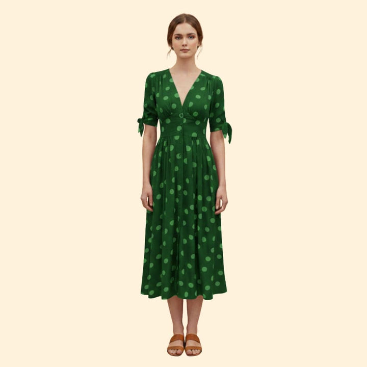 Women's Chic Polka Dot Midi Dress