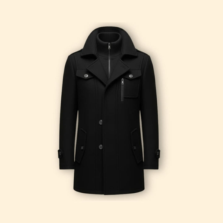 Men’s Coat with Layered Closure