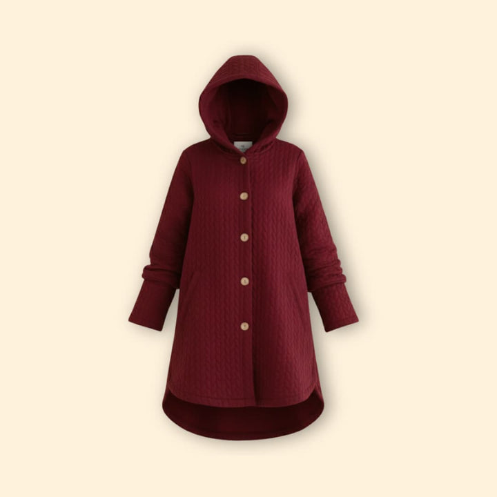 Women’s Hooded Coat with Curved Hem