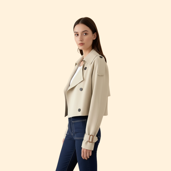 Cropped Belted Trench Coat