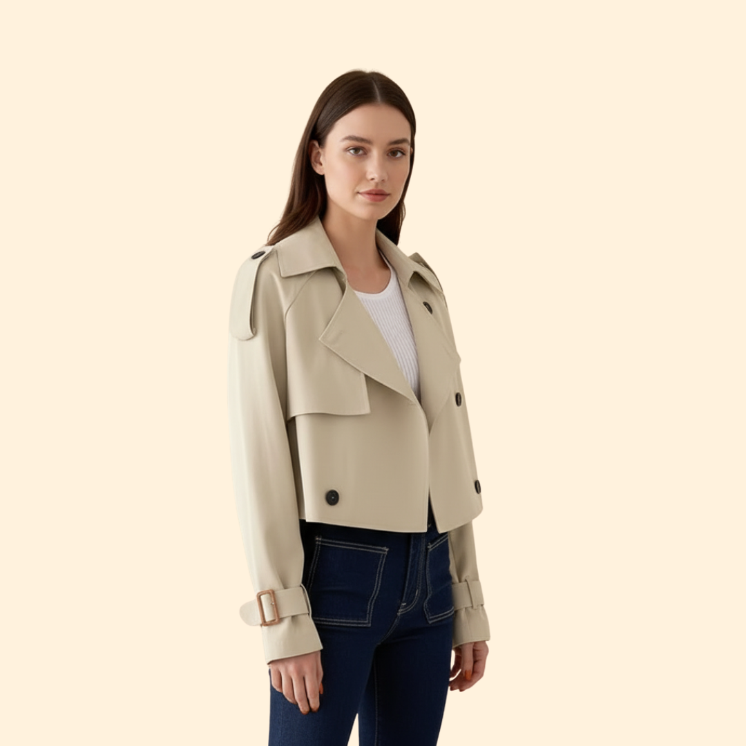 Cropped Belted Trench Coat