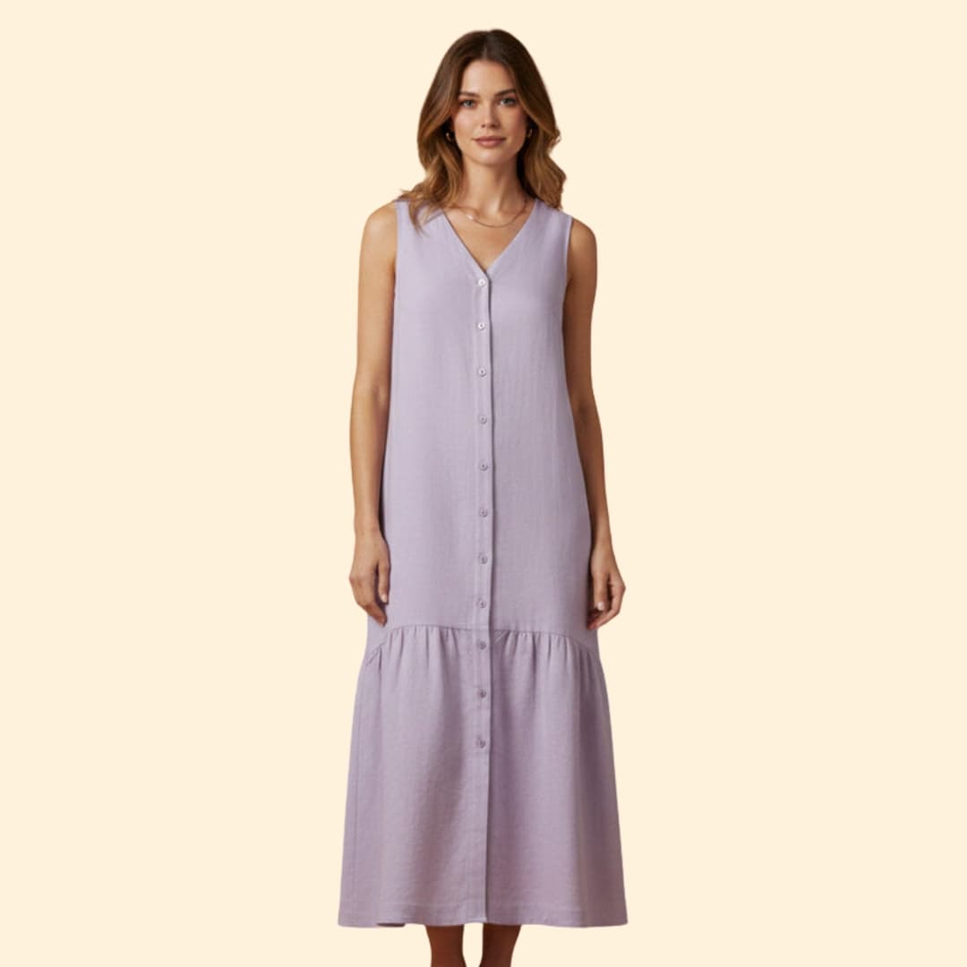 Women's Effortless Button-Down Midi Dress