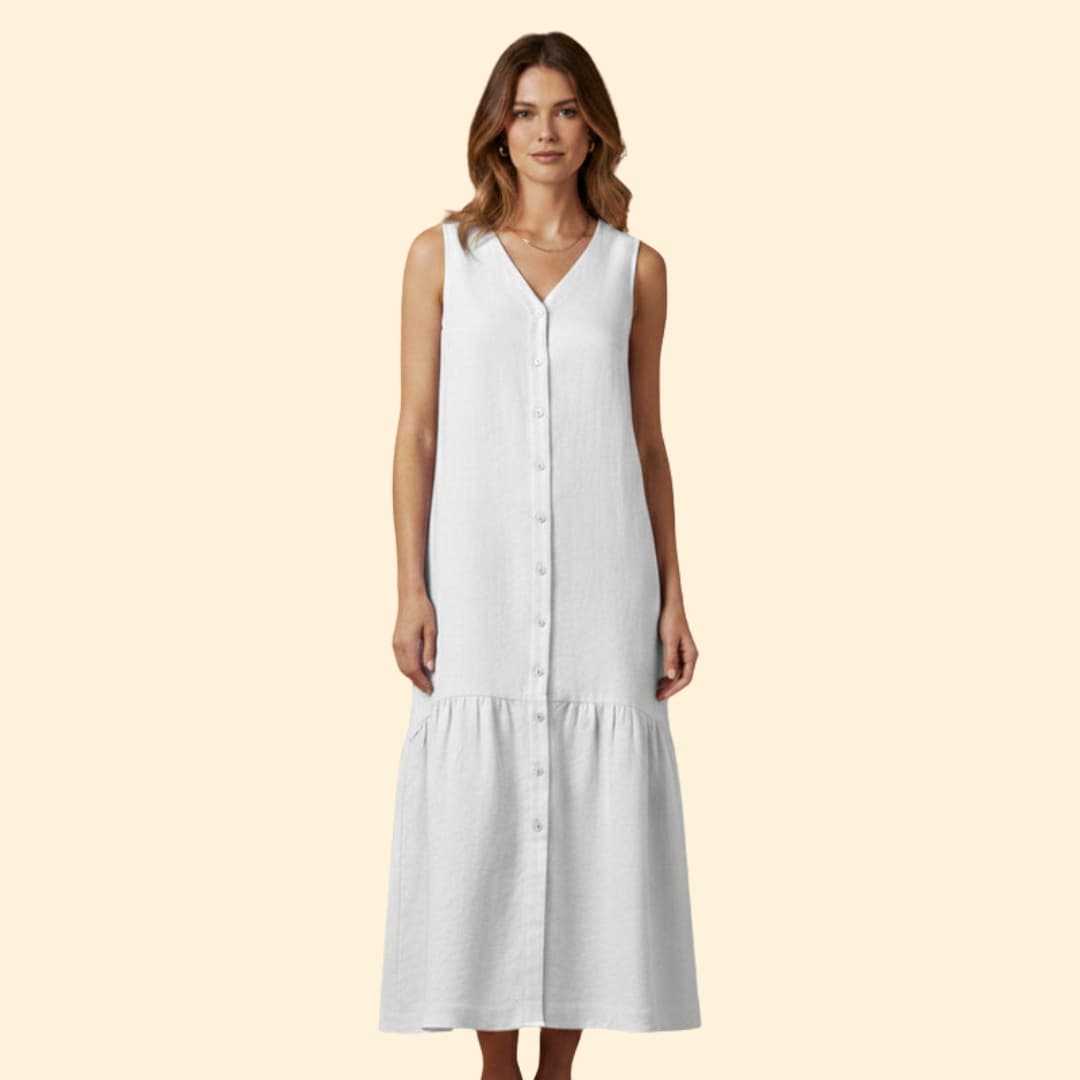 Women's Effortless Button-Down Midi Dress