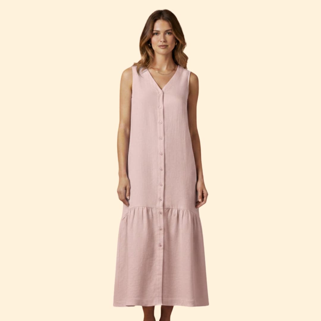Women's Effortless Button-Down Midi Dress