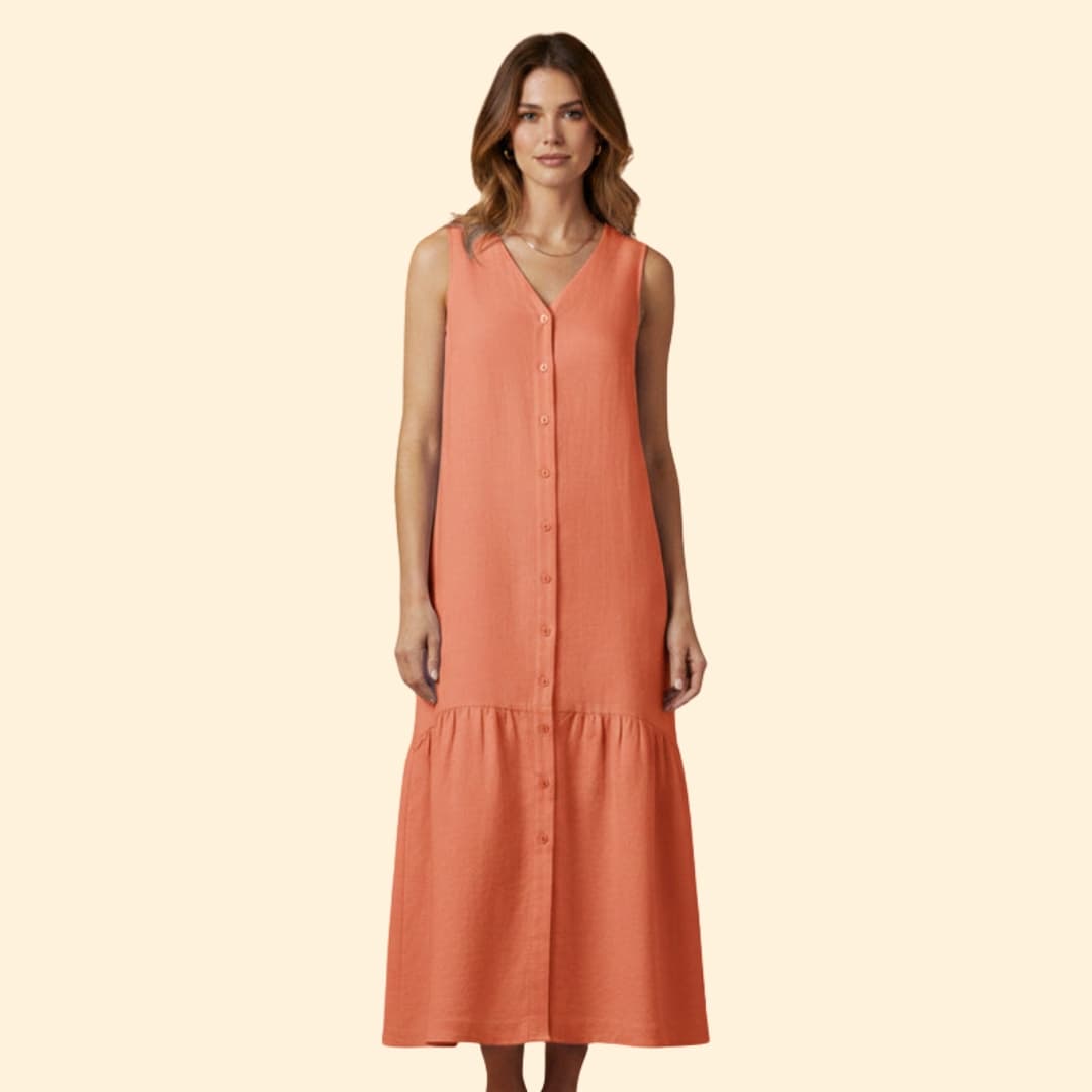 Women's Effortless Button-Down Midi Dress