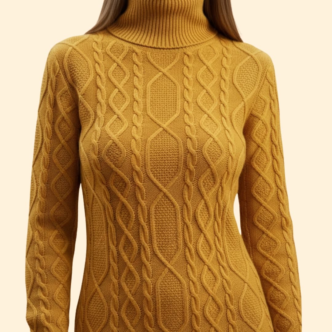 Women's Elegant Roll Neck Knit Dress