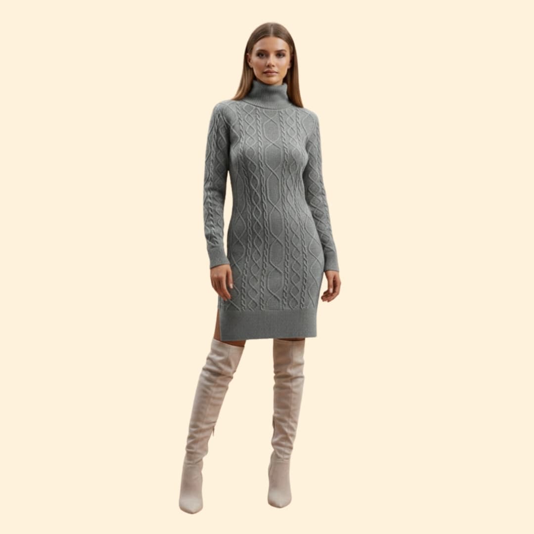 Women's Elegant Roll Neck Knit Dress