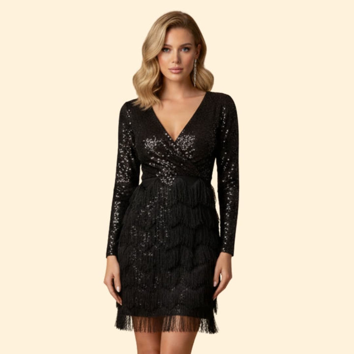 Women's Glamorous Glitter and Feather Dress