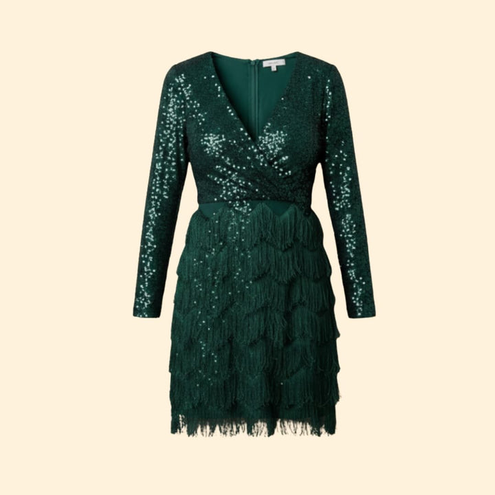 Women's Glamorous Glitter and Feather Dress