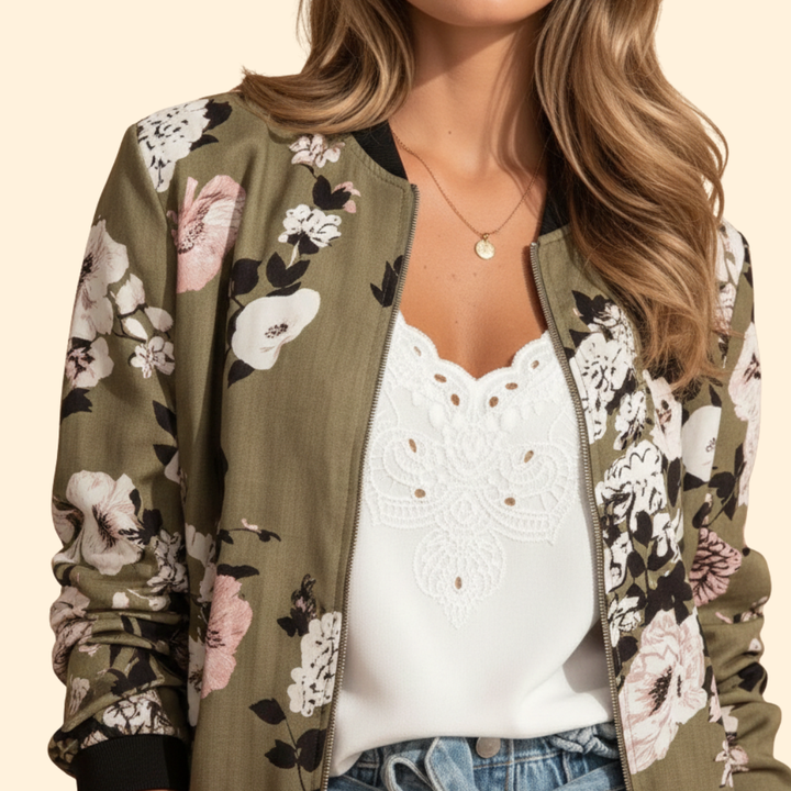 Women’s Floral Charm Bomber Jacket
