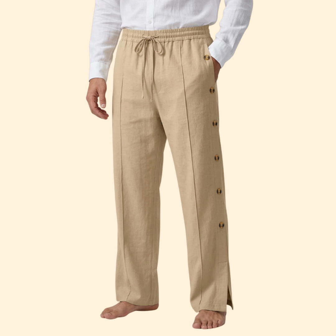 Men's Button-Side Casual Trousers