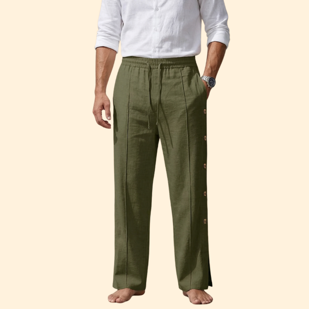 Men's Button-Side Casual Trousers