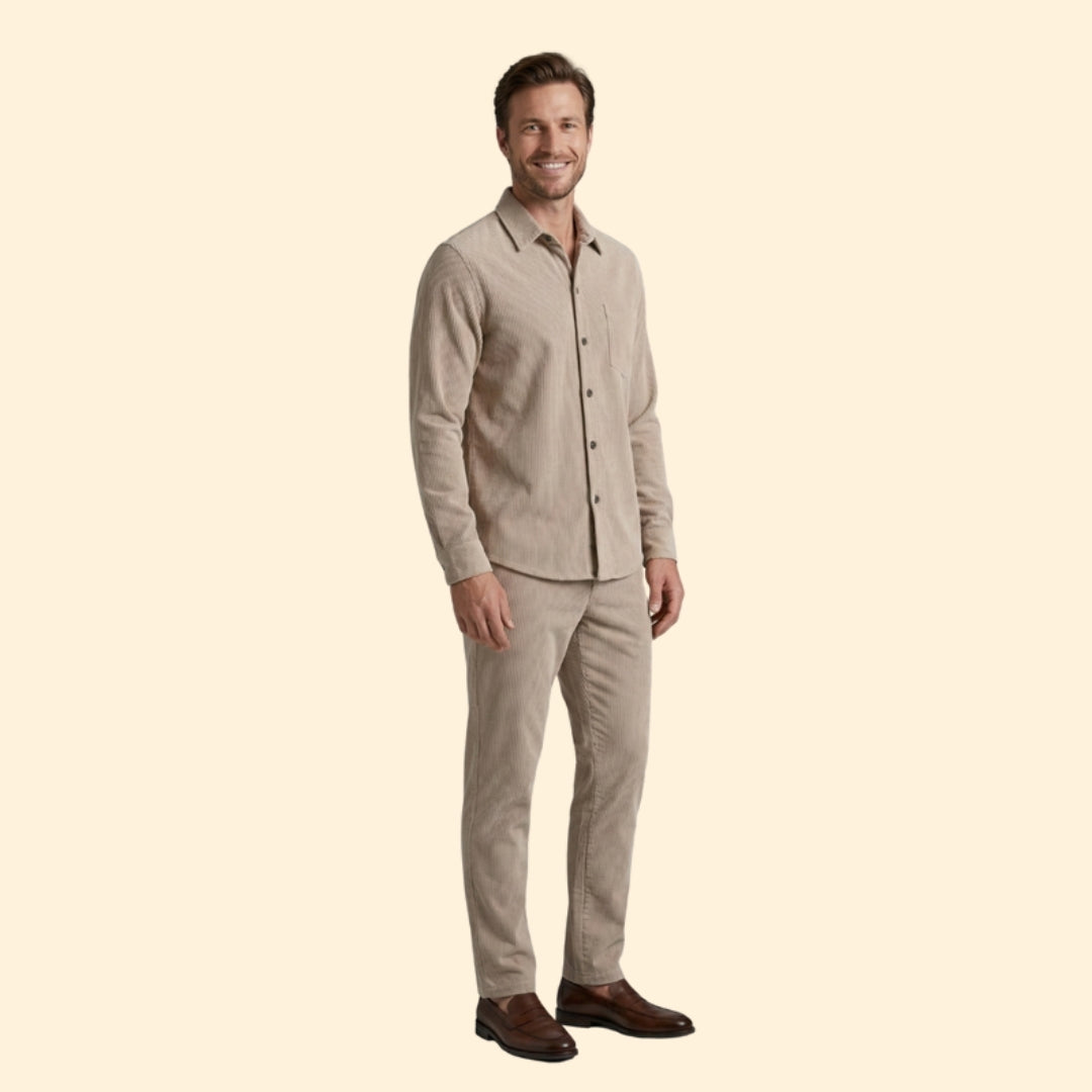 Men's Casual Button-Up Set