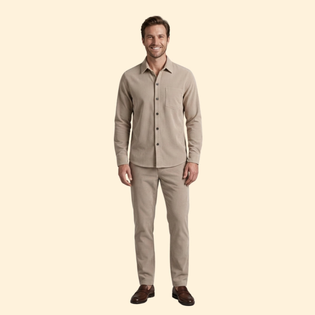Men's Casual Button-Up Set