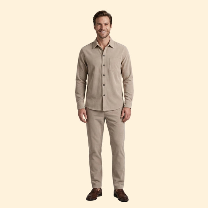 Men's Casual Button-Up Set