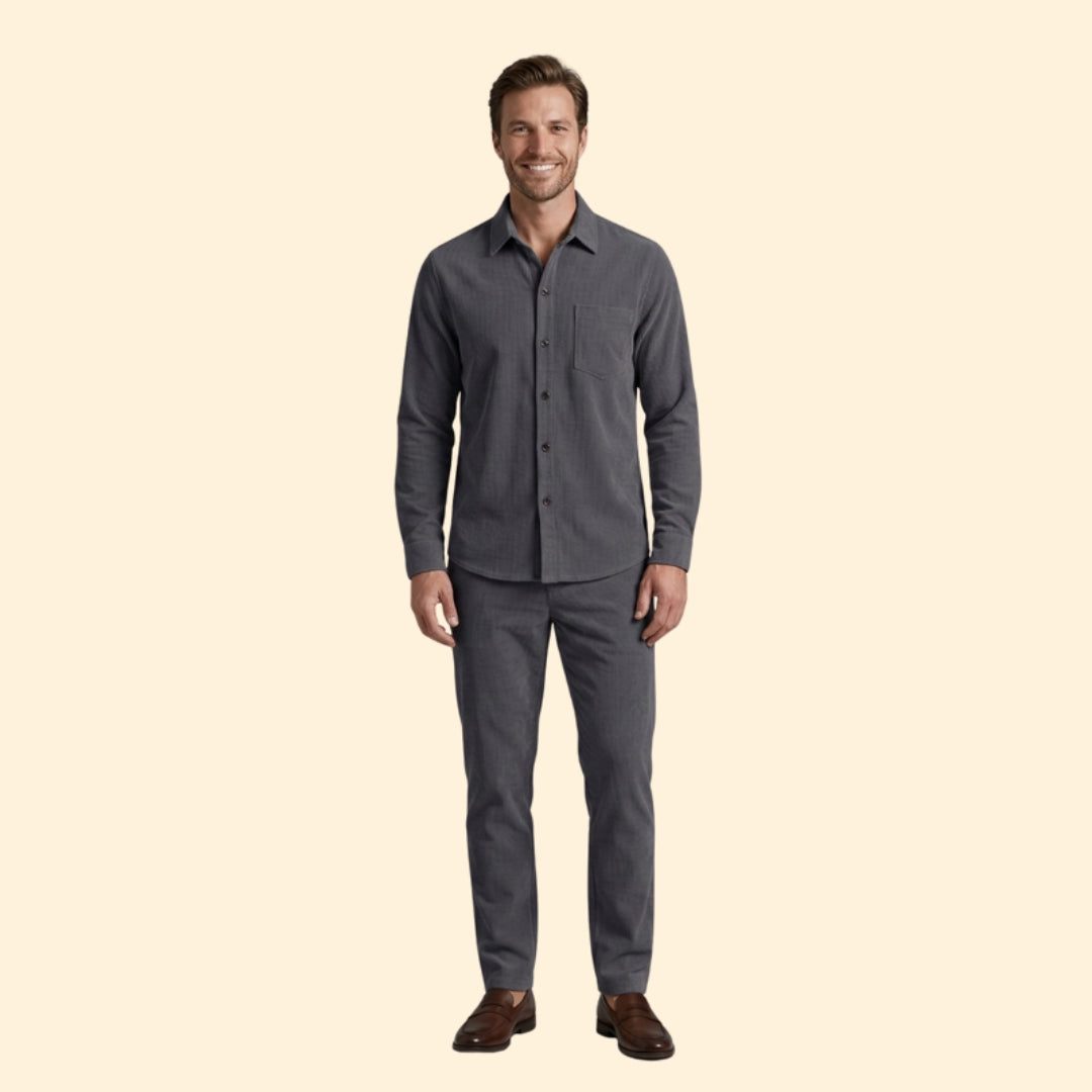 Men's Casual Button-Up Set