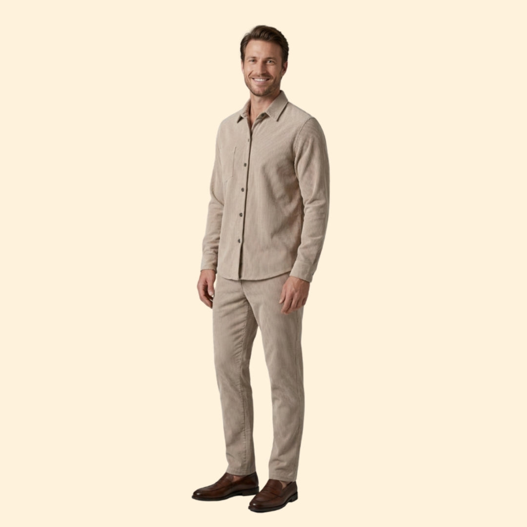 Men's Casual Button-Up Set