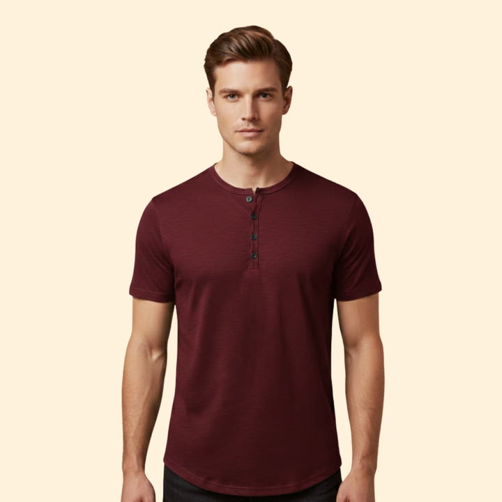 Men's Casual Henley Top