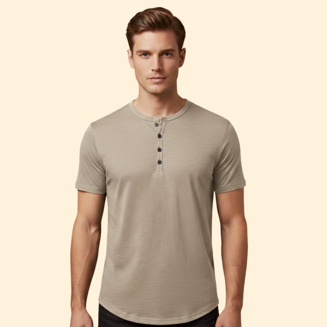 Men's Casual Henley Top
