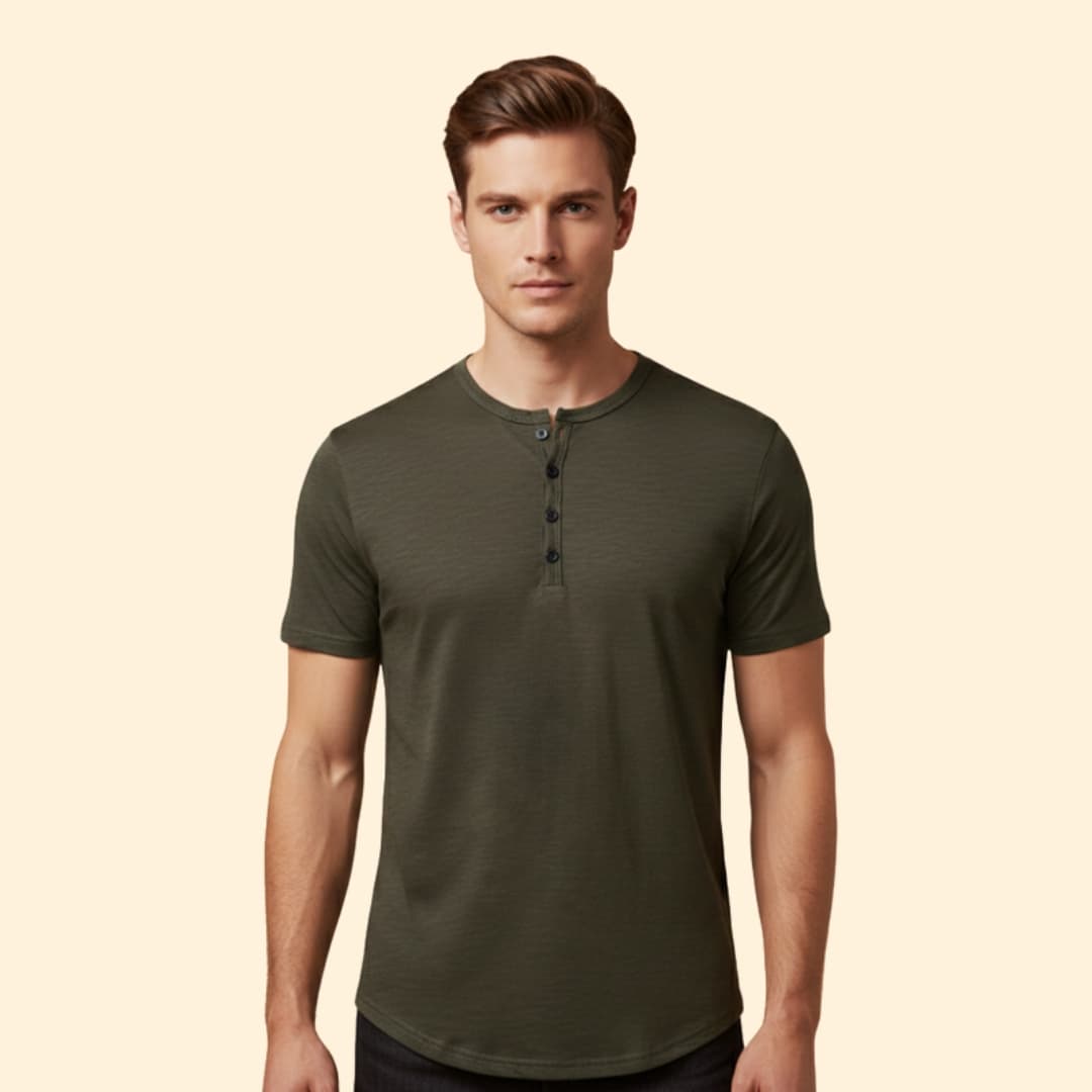 Men's Casual Henley Top