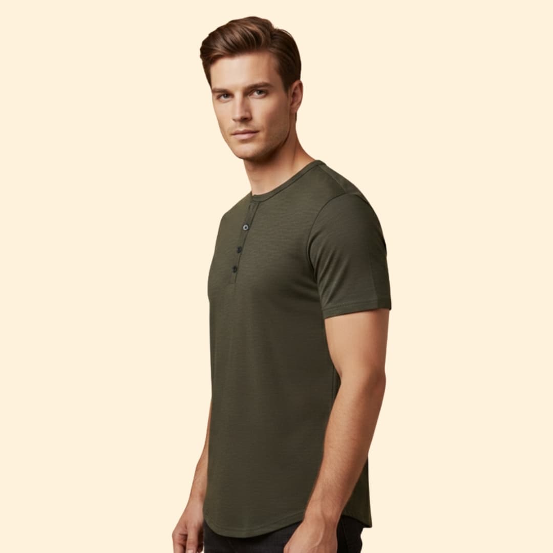 Men's Casual Henley Top