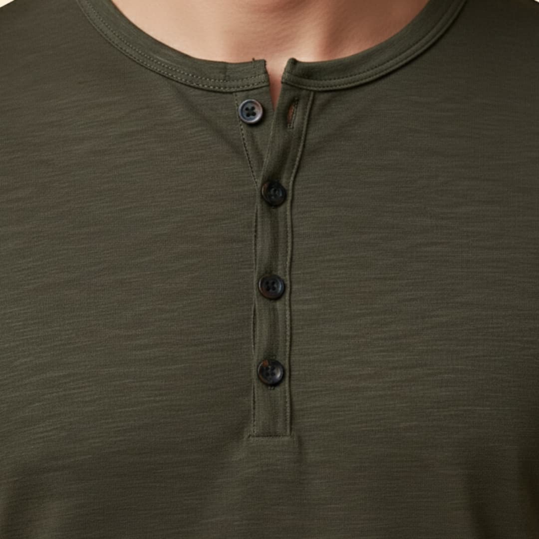 Men's Casual Henley Top