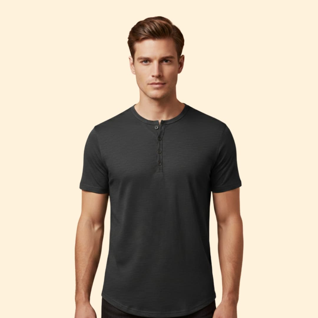 Men's Casual Henley Top