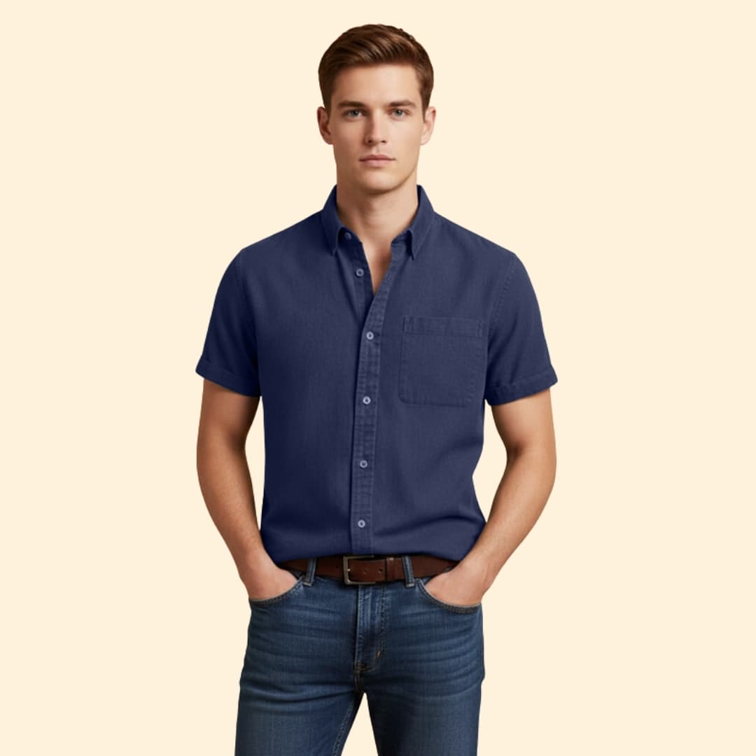 Men's Casual Short Sleeve Button-Down Shirt