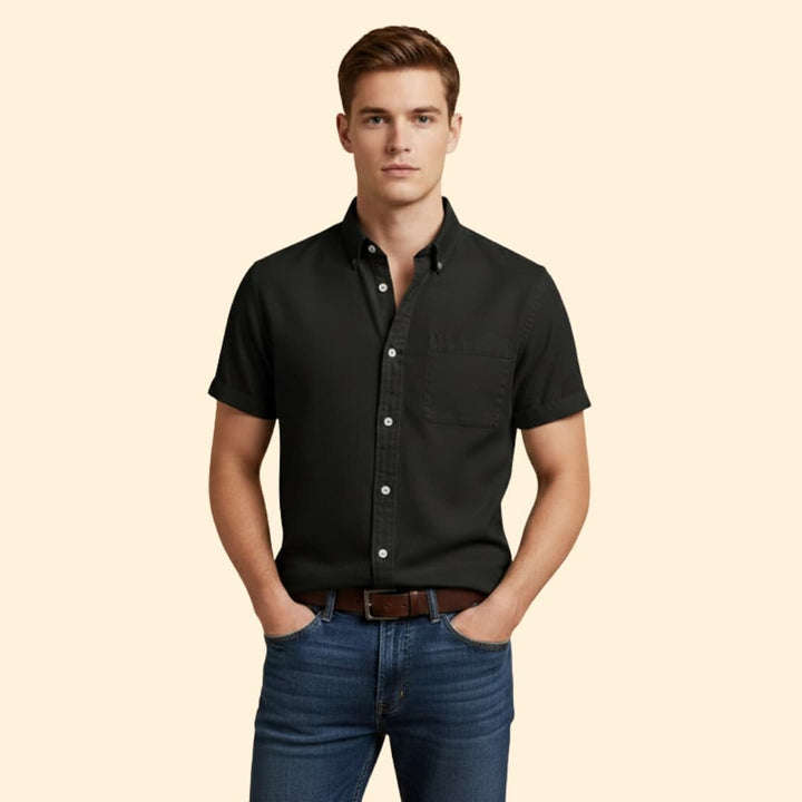 Men's Casual Short Sleeve Button-Down Shirt