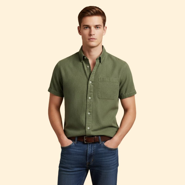 Men's Casual Short Sleeve Button-Down Shirt