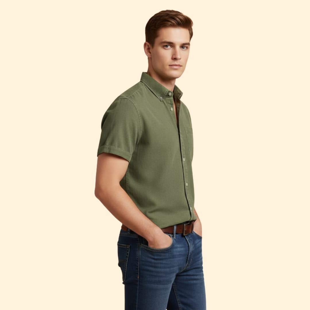 Men's Casual Short Sleeve Button-Down Shirt