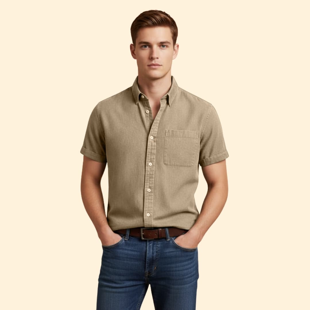 Men's Casual Short Sleeve Button-Down Shirt