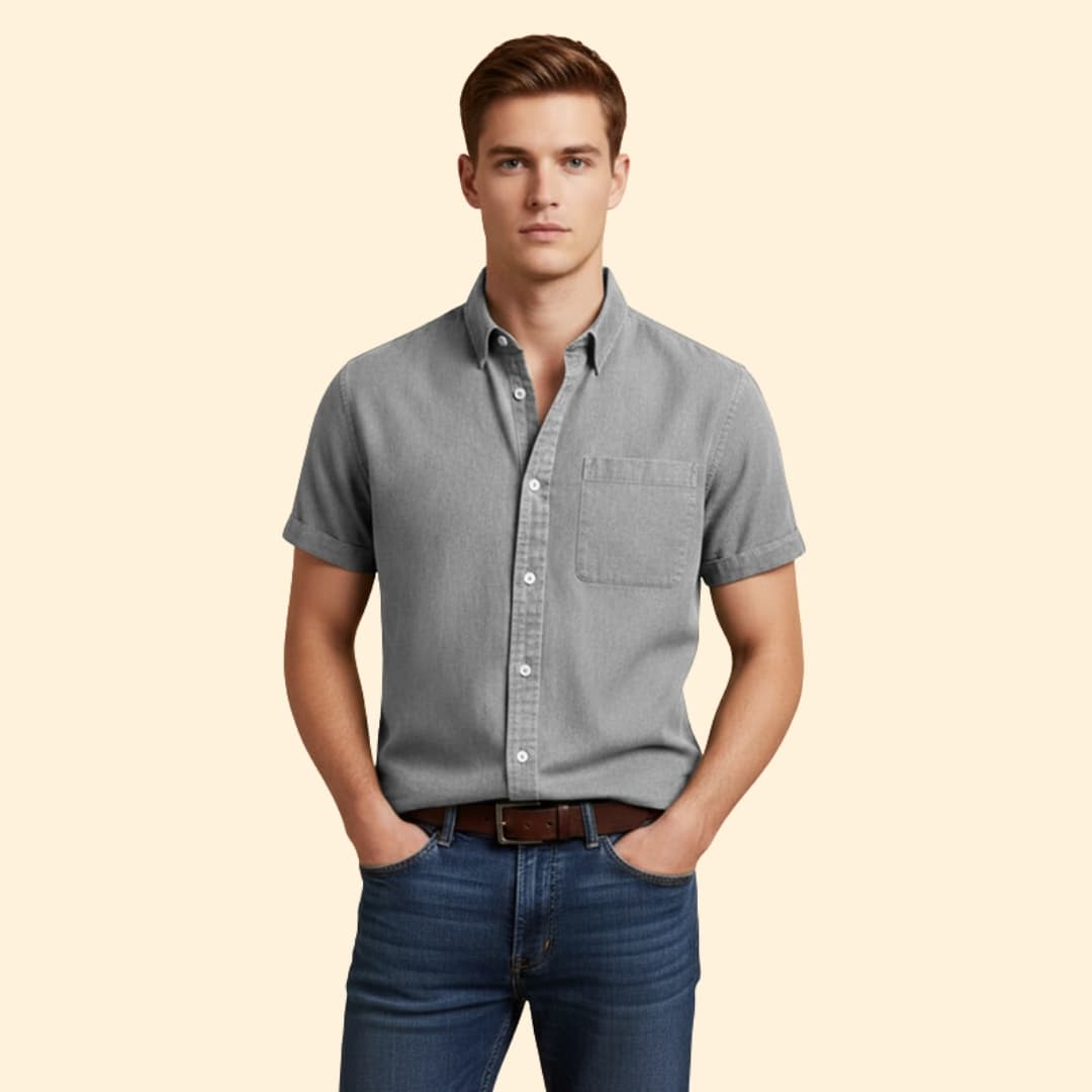 Men's Casual Short Sleeve Button-Down Shirt
