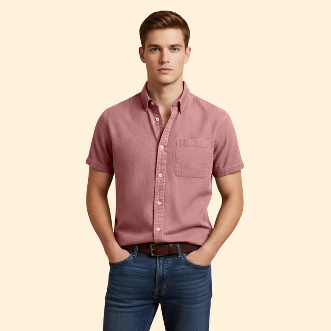 Men's Casual Short Sleeve Button-Down Shirt